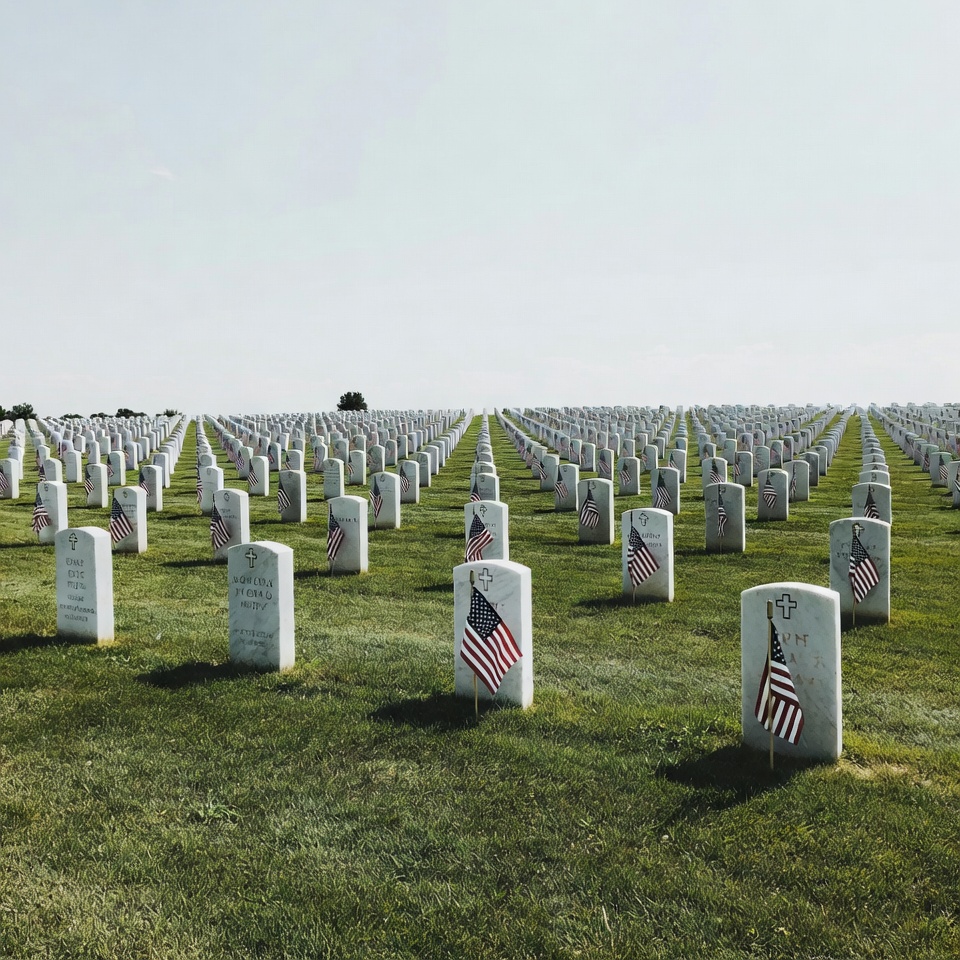 American Flags on Cemetery Graves American Flags on Cemetery Graves