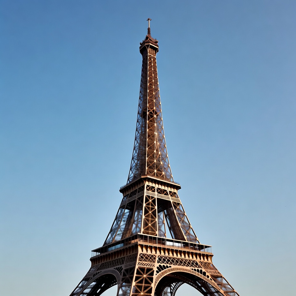 Eiffel Tower against blue sky Eiffel Tower against blue sky