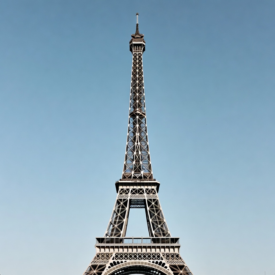 Eiffel Tower against blue sky Eiffel Tower against blue sky