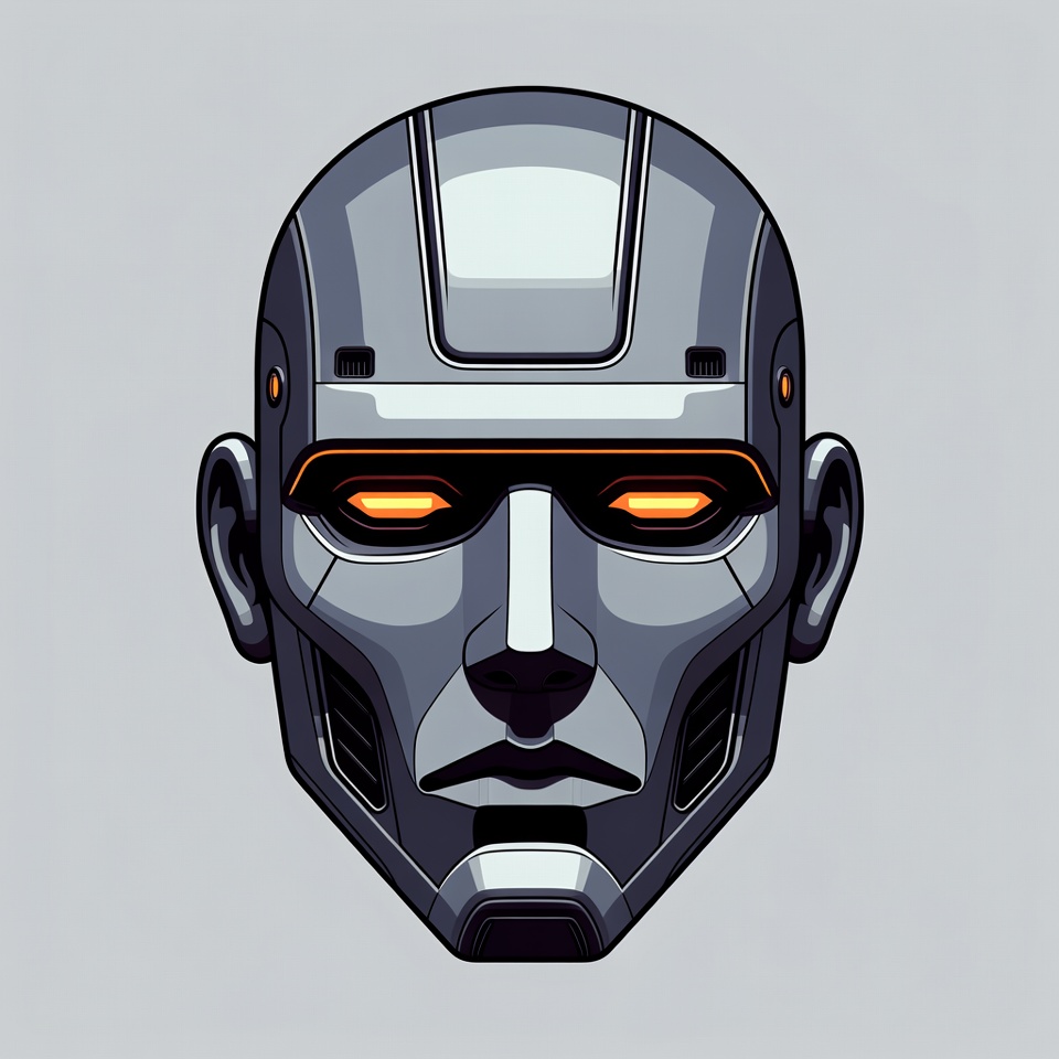 Glowing Orange Eyes Robot Head Glowing Orange Eyes Robot Head