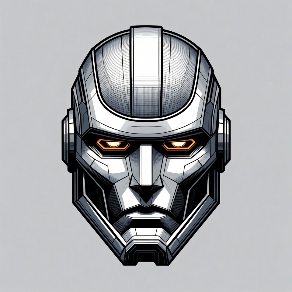 Silver Robot Head Illustration Silver Robot Head Illustration