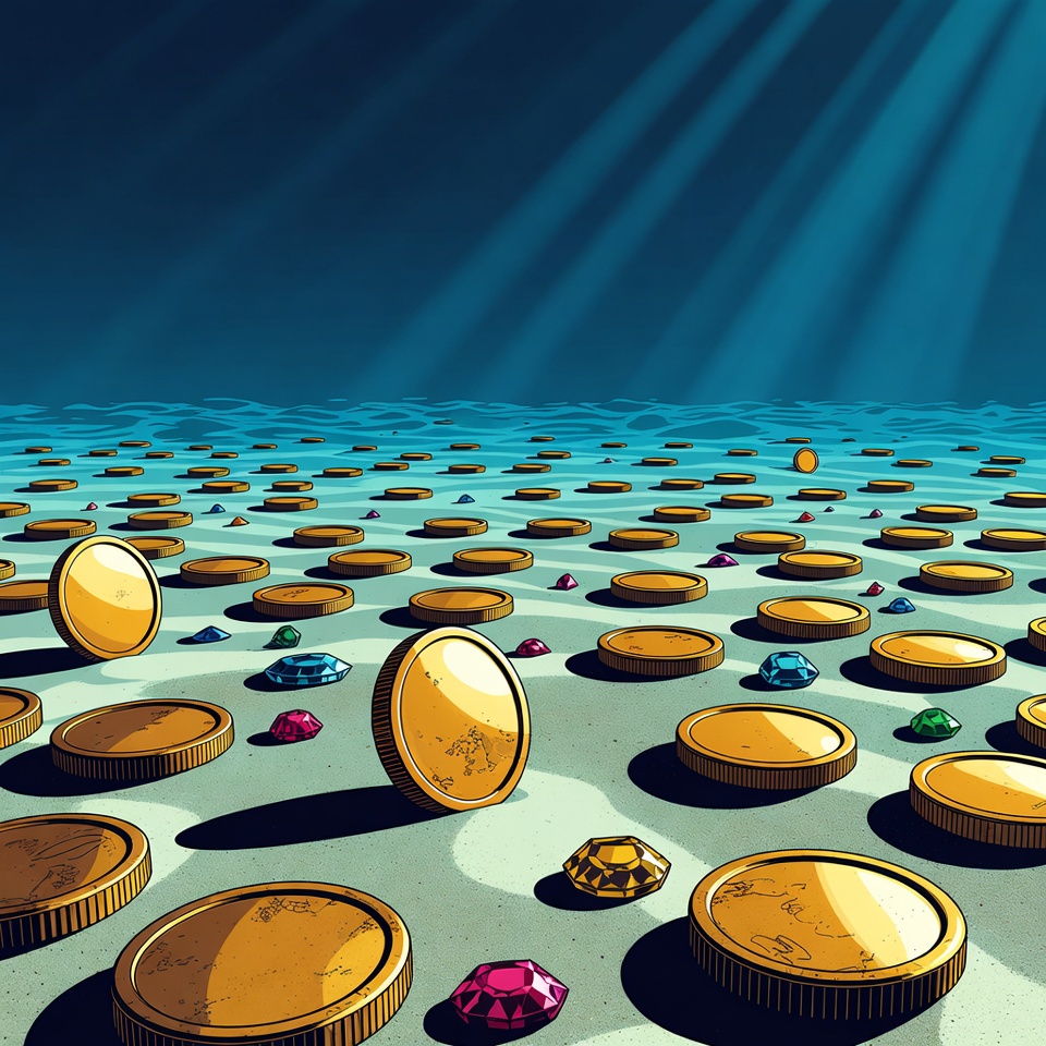 Treasure Chest Coins and Gems Underwater Treasure Chest Coins and Gems Underwater