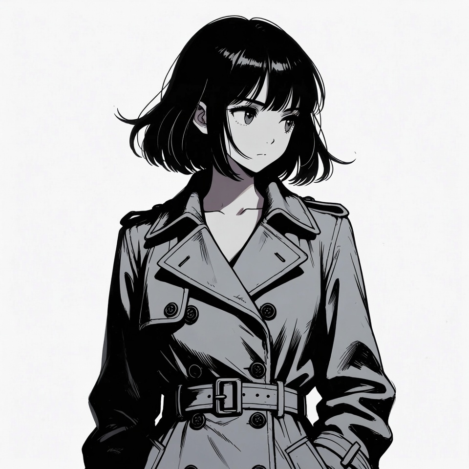 Anime girl in trench coat Anime girl in trench coat