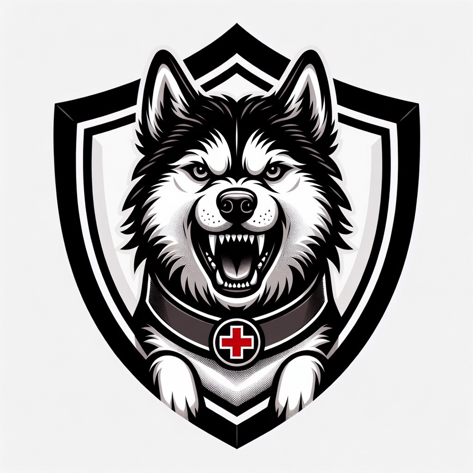 Growling Husky Dog Shield Emblem Growling Husky Dog Shield Emblem