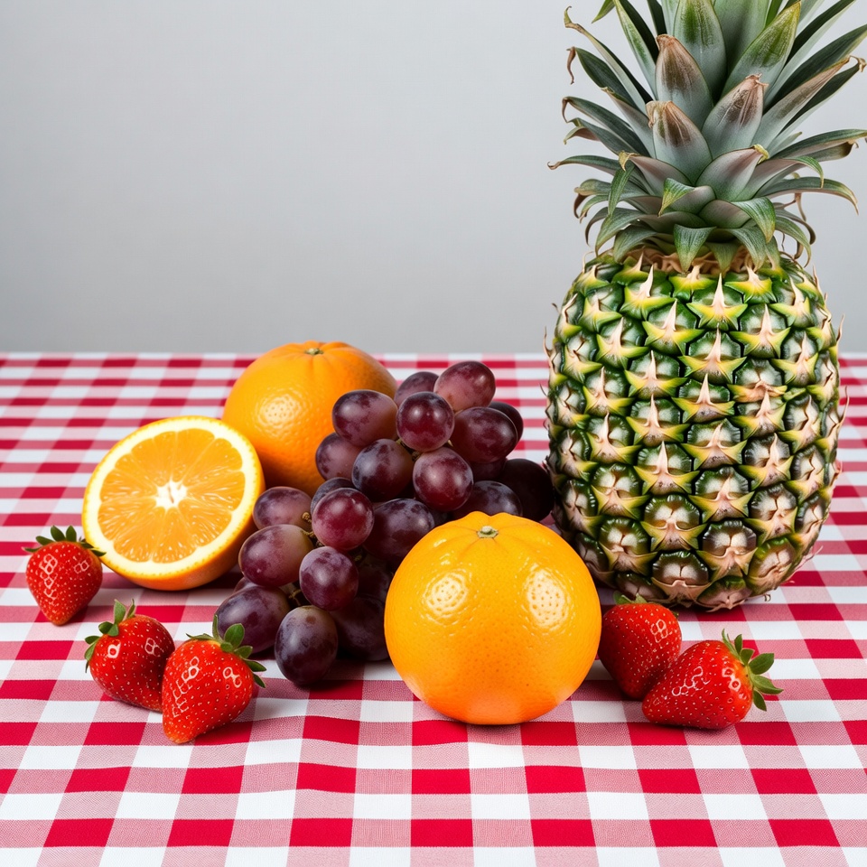 Fresh Pineapple Oranges Grapes Strawberries Fresh Pineapple Oranges Grapes Strawberries
