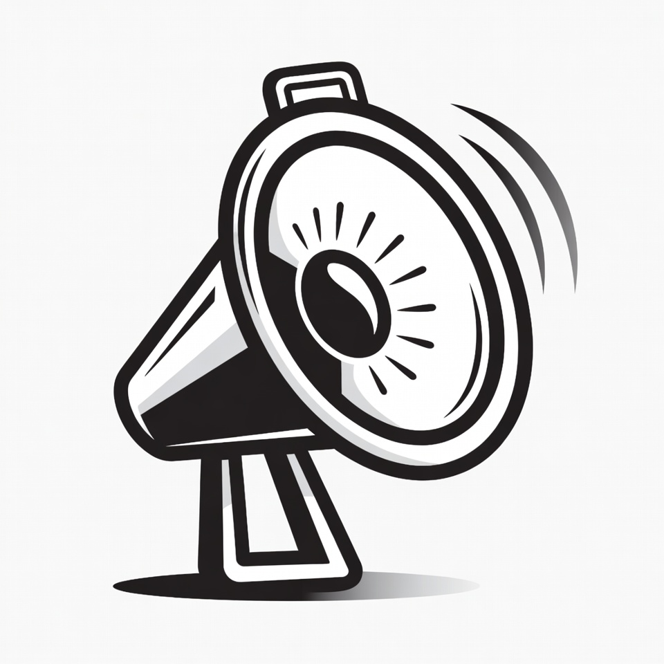Black and white megaphone illustration Black and white megaphone illustration