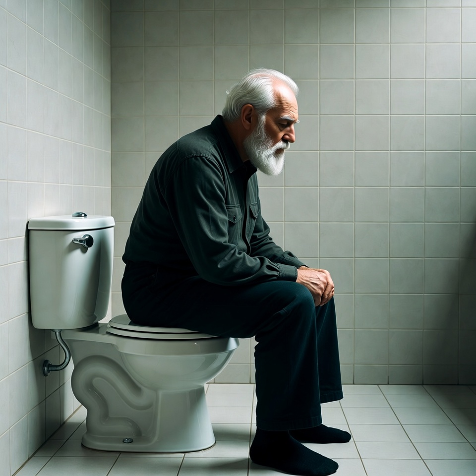 Elderly man sitting on toilet Elderly man sitting on toilet