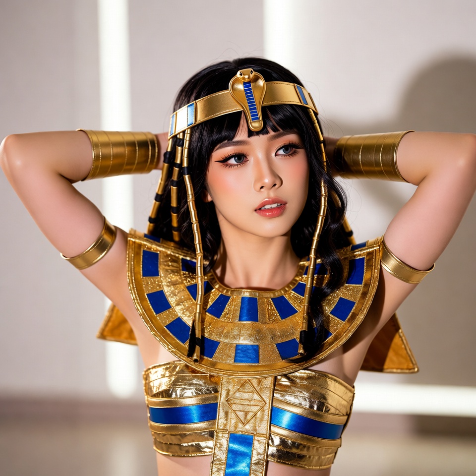 Asian woman in Egyptian pharaoh cosplay Asian woman in Egyptian pharaoh cosplay