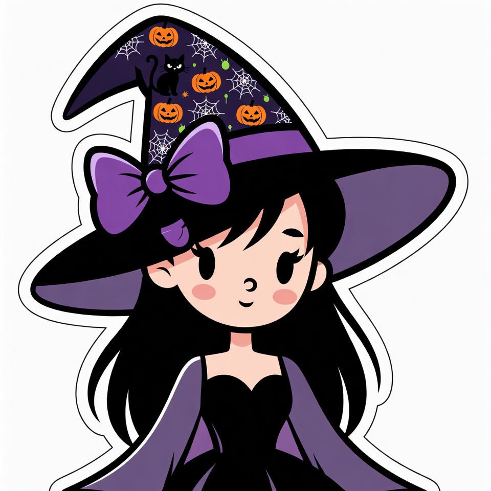 Cute anime witch girl with hat Cute anime witch girl with hat