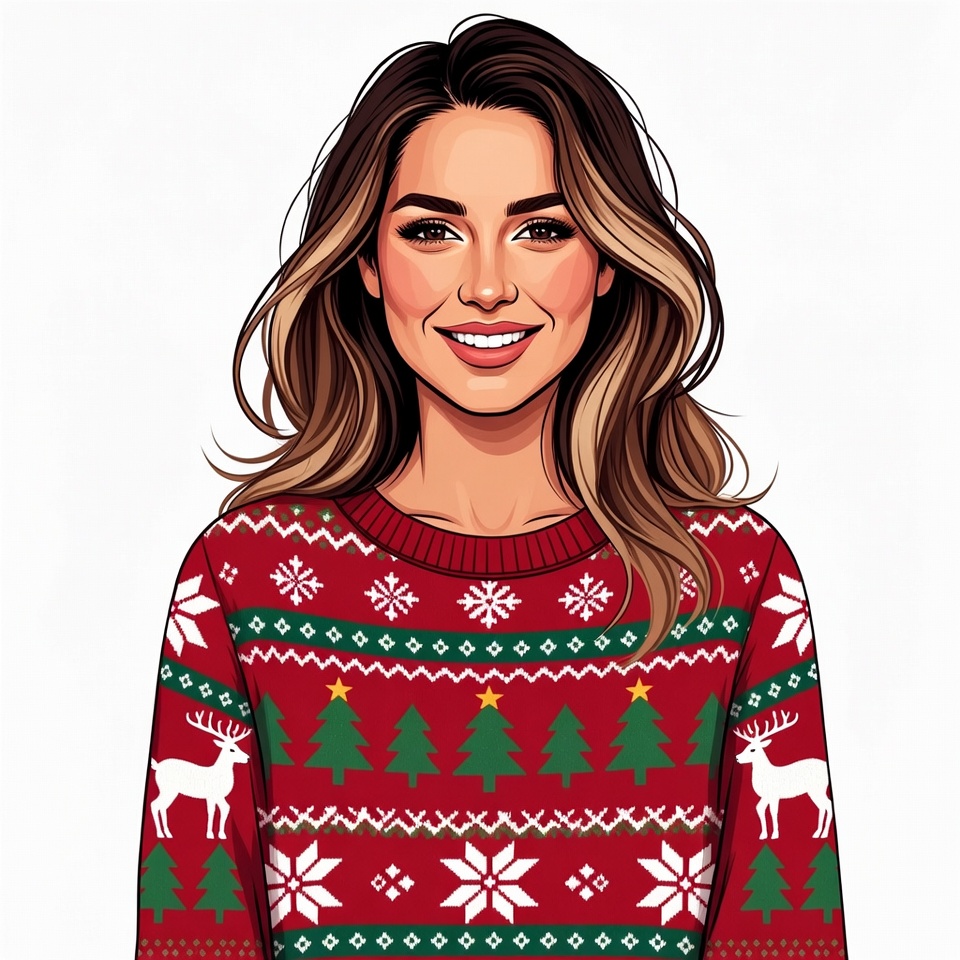 Smiling Woman in Christmas Sweater Smiling Woman in Christmas Sweater