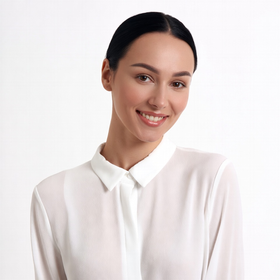 Smiling woman in white blouse Smiling woman in white blouse