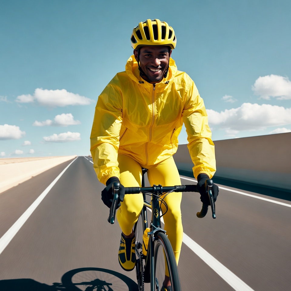 African-American man cycling in yellow gear African-American man cycling in yellow gear