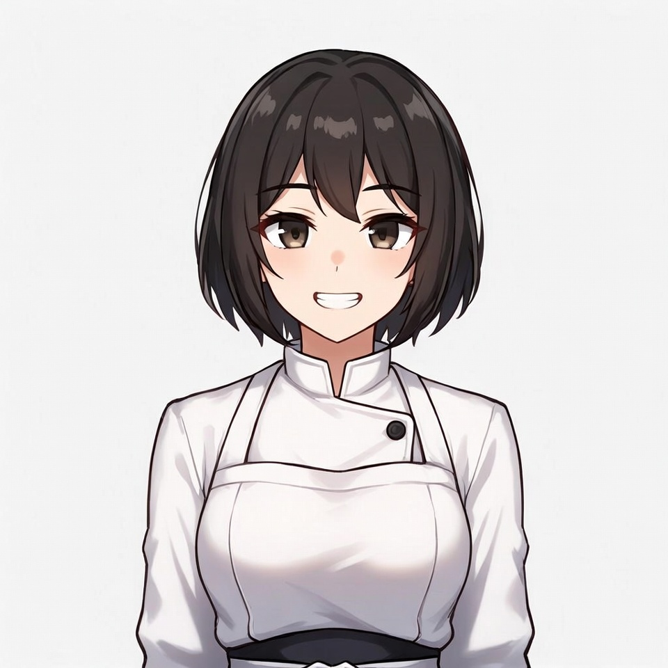 Anime girl in white chef uniform Anime girl in white chef uniform