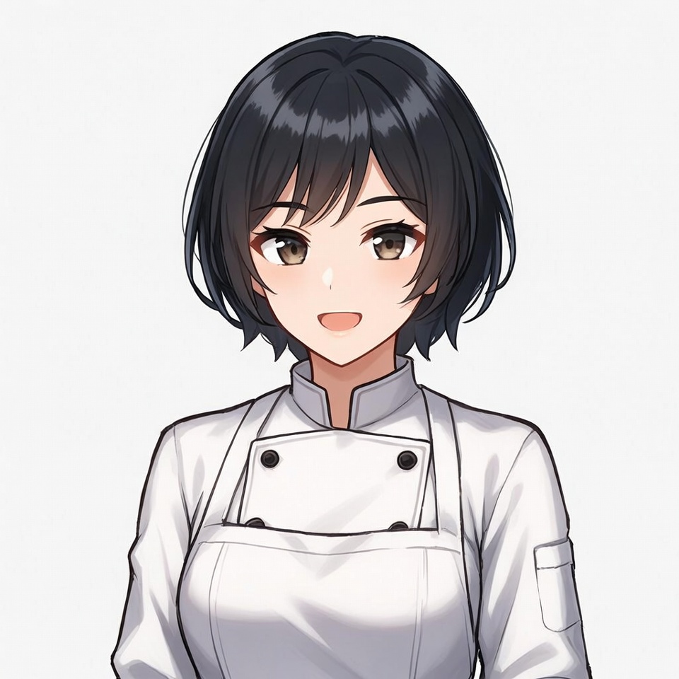 Anime girl in white chef uniform Anime girl in white chef uniform