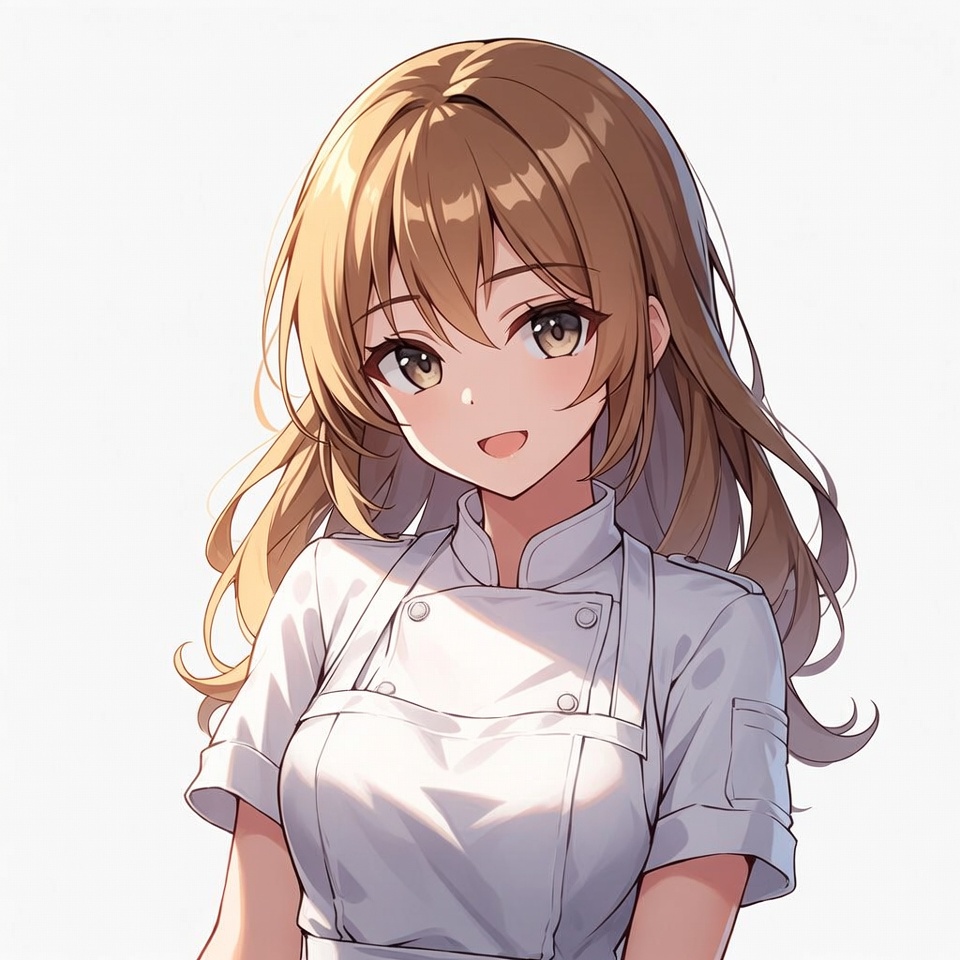 Anime girl in white chef uniform Anime girl in white chef uniform