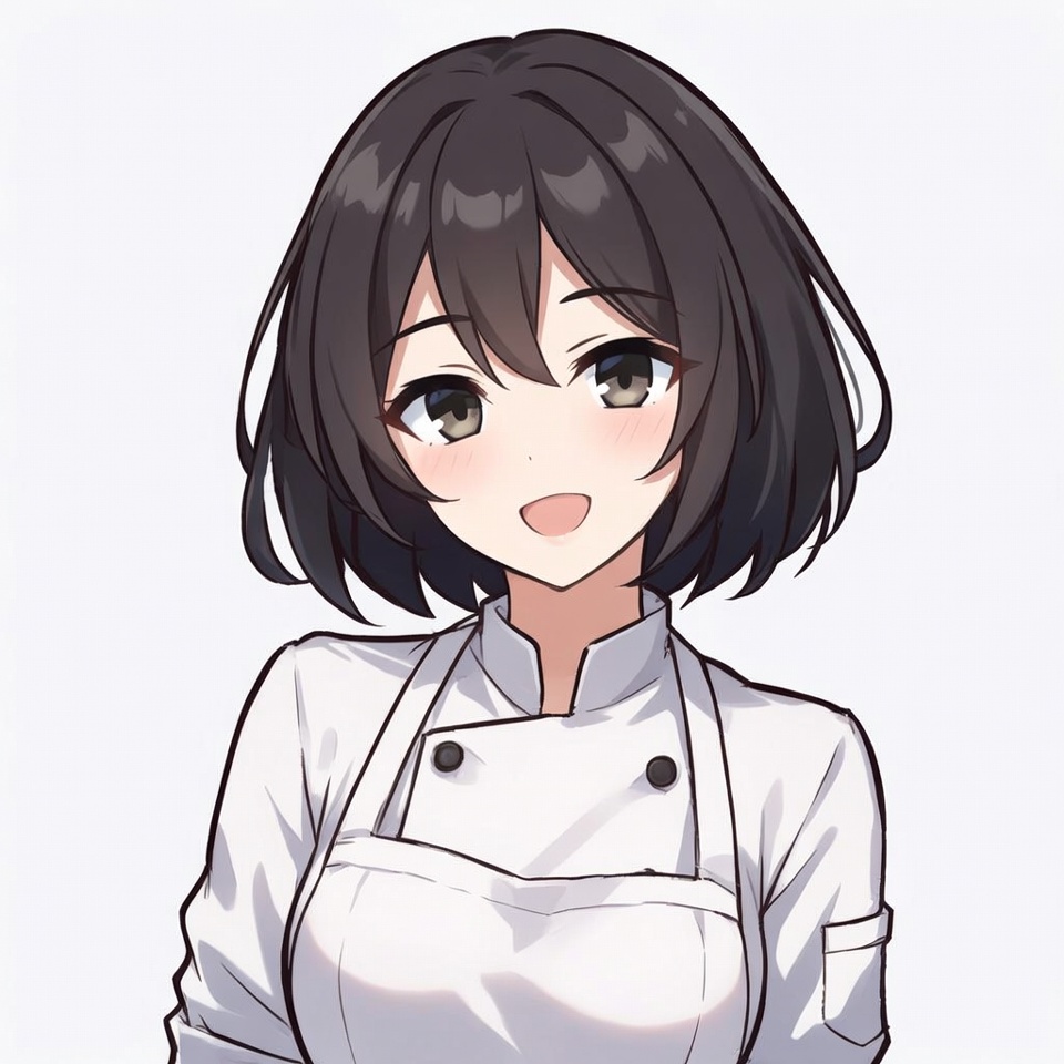 Anime girl in white chef uniform Anime girl in white chef uniform