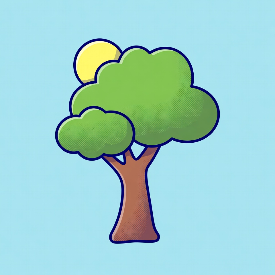 Cartoon Tree and Sun Cartoon Tree and Sun