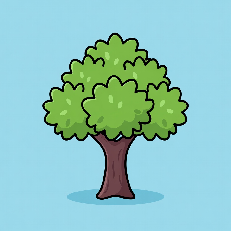 Cartoon green tree on blue background Cartoon green tree on blue background