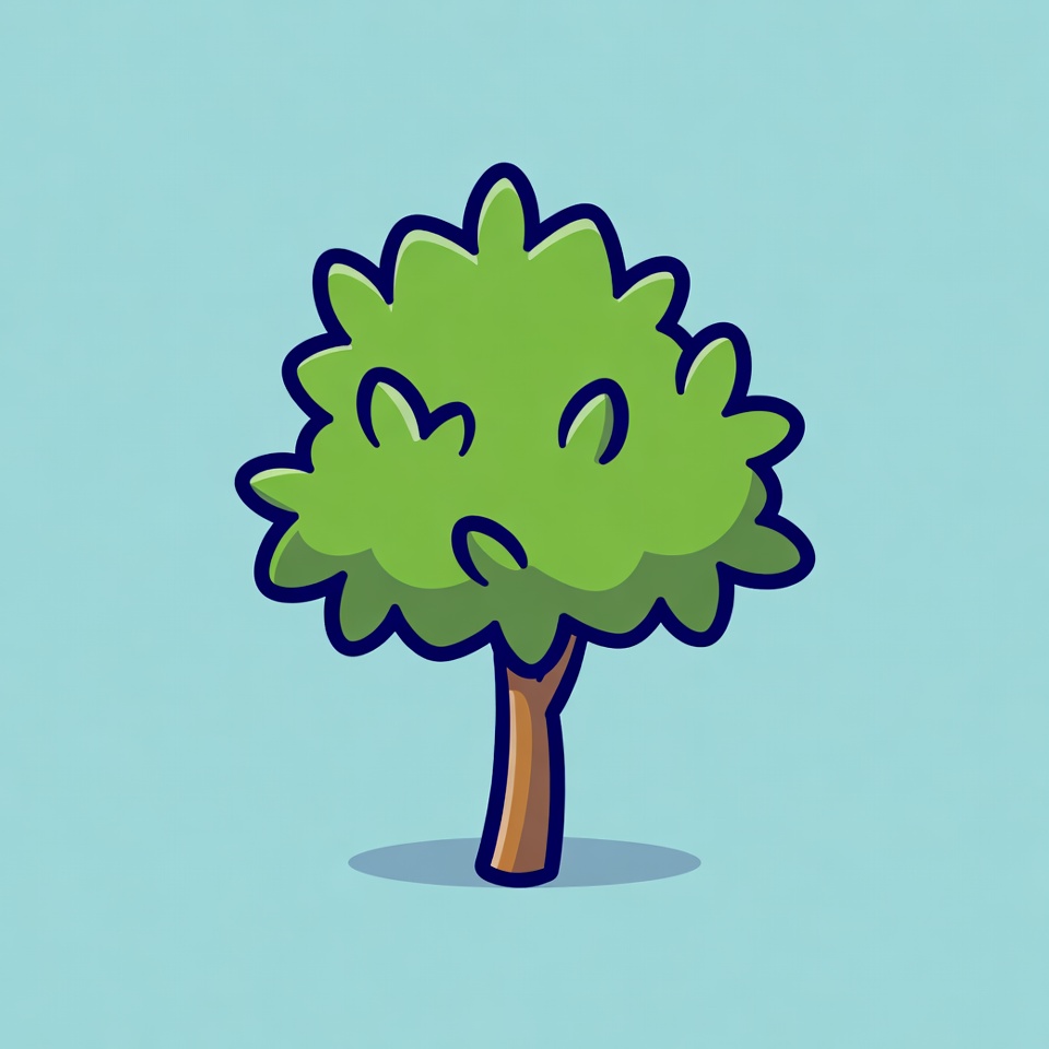 Cartoon green tree on blue background Cartoon green tree on blue background
