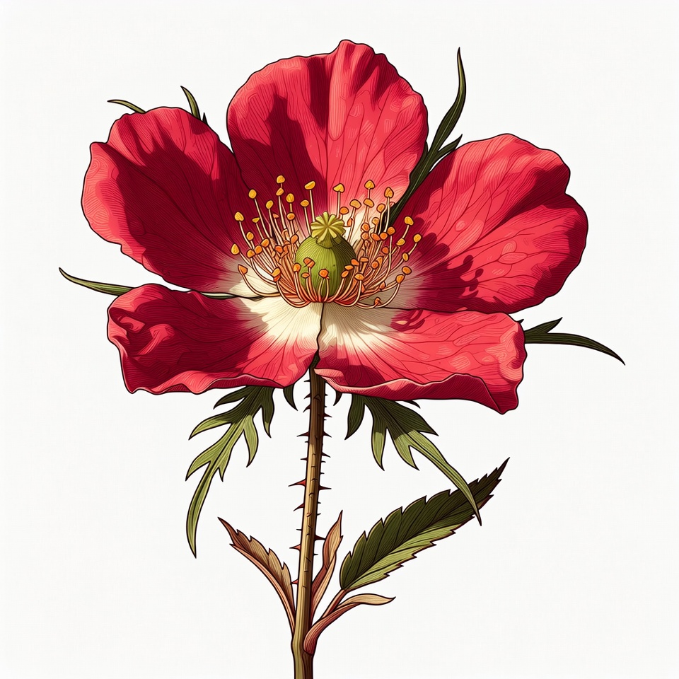 Red Poppy Flower Illustration Red Poppy Flower Illustration
