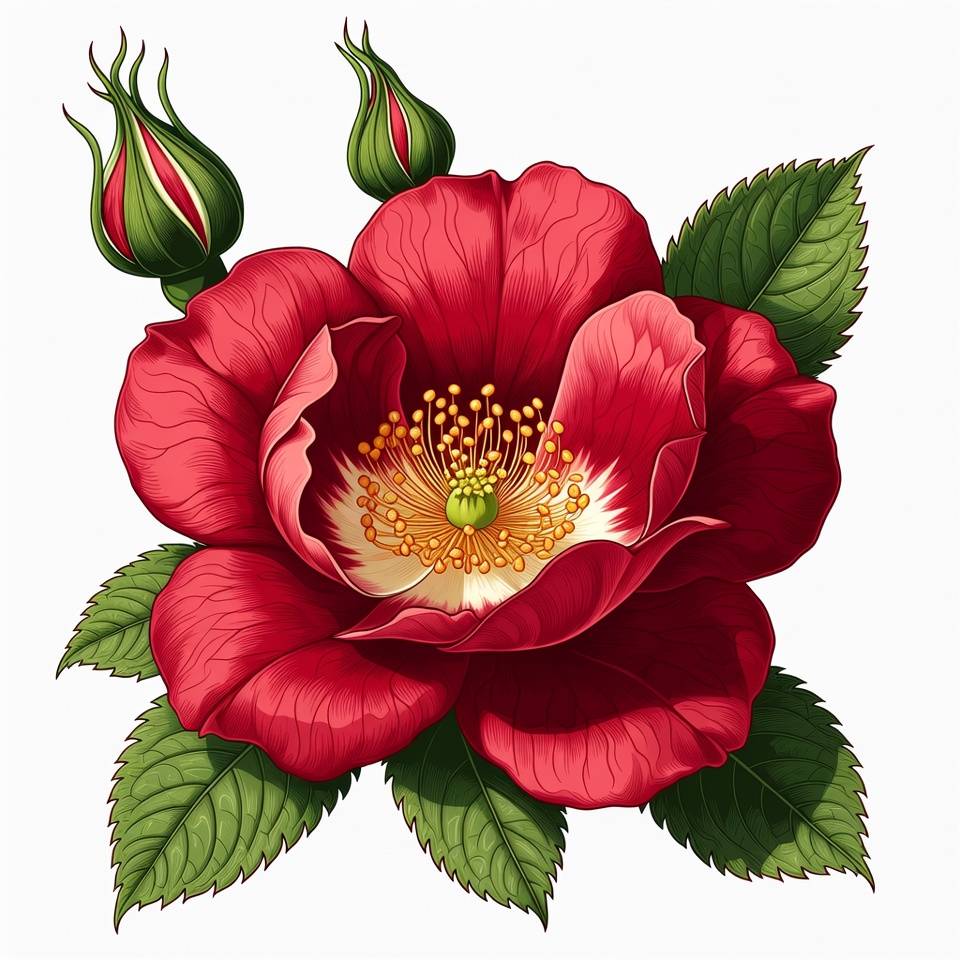 Red Rose Flower with Buds Red Rose Flower with Buds