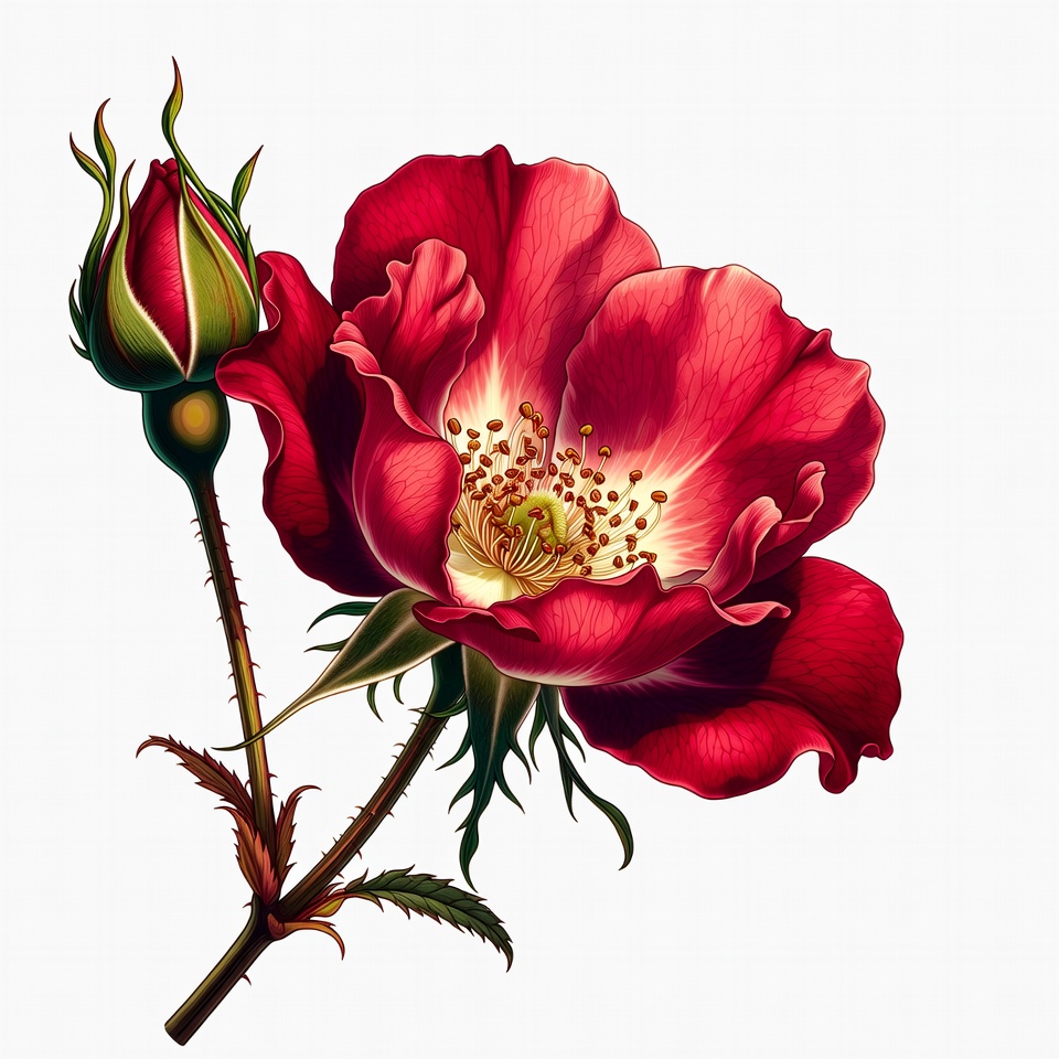 Red Rose Flower with Bud Red Rose Flower with Bud