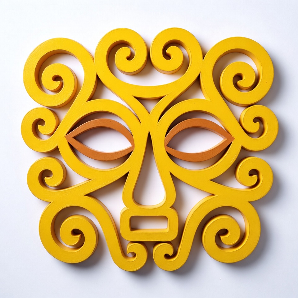 Yellow wooden tribal mask Yellow wooden tribal mask