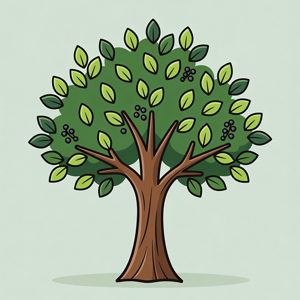 Tree with Green Leaves and Berries Tree with Green Leaves and Berries