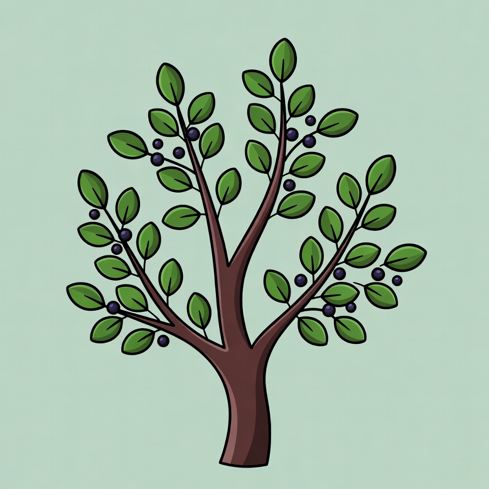 Blueberry Tree Illustration Blueberry Tree Illustration