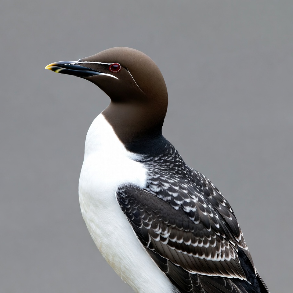 Brown Guillemot on Gray Background Brown Guillemot on Gray Background