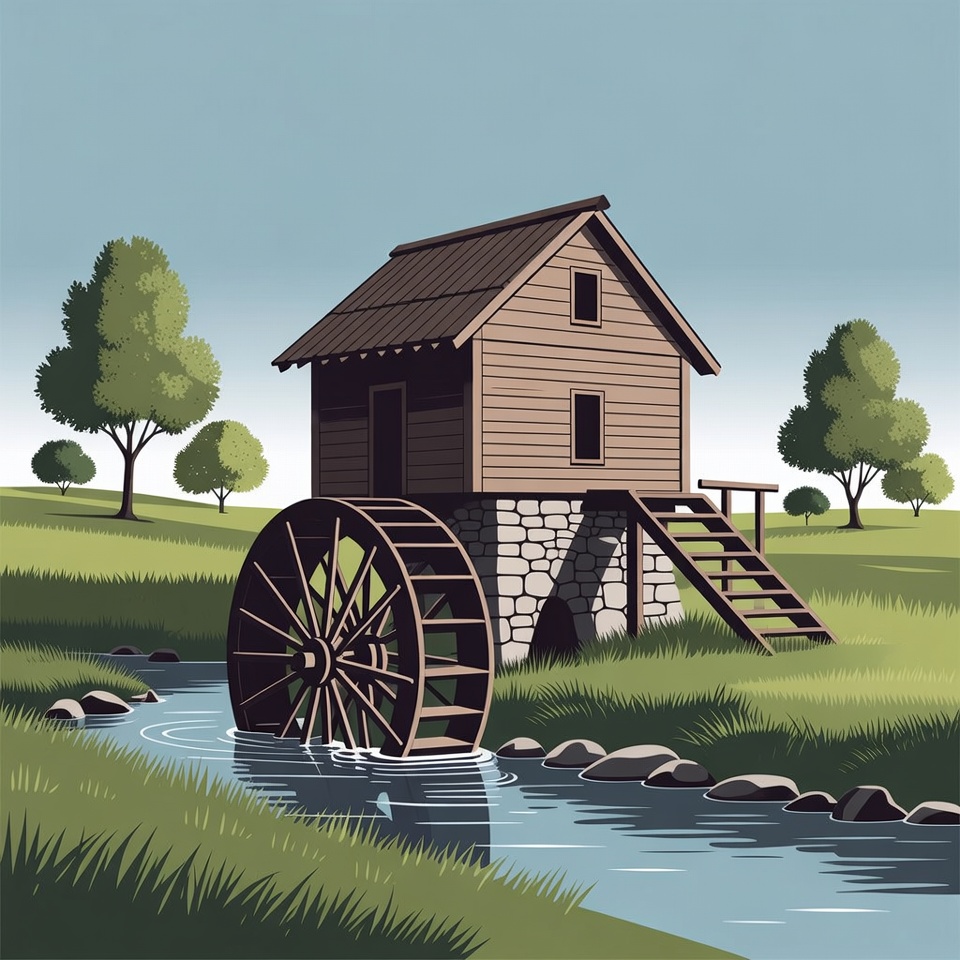 Water Wheel Mill by River Water Wheel Mill by River