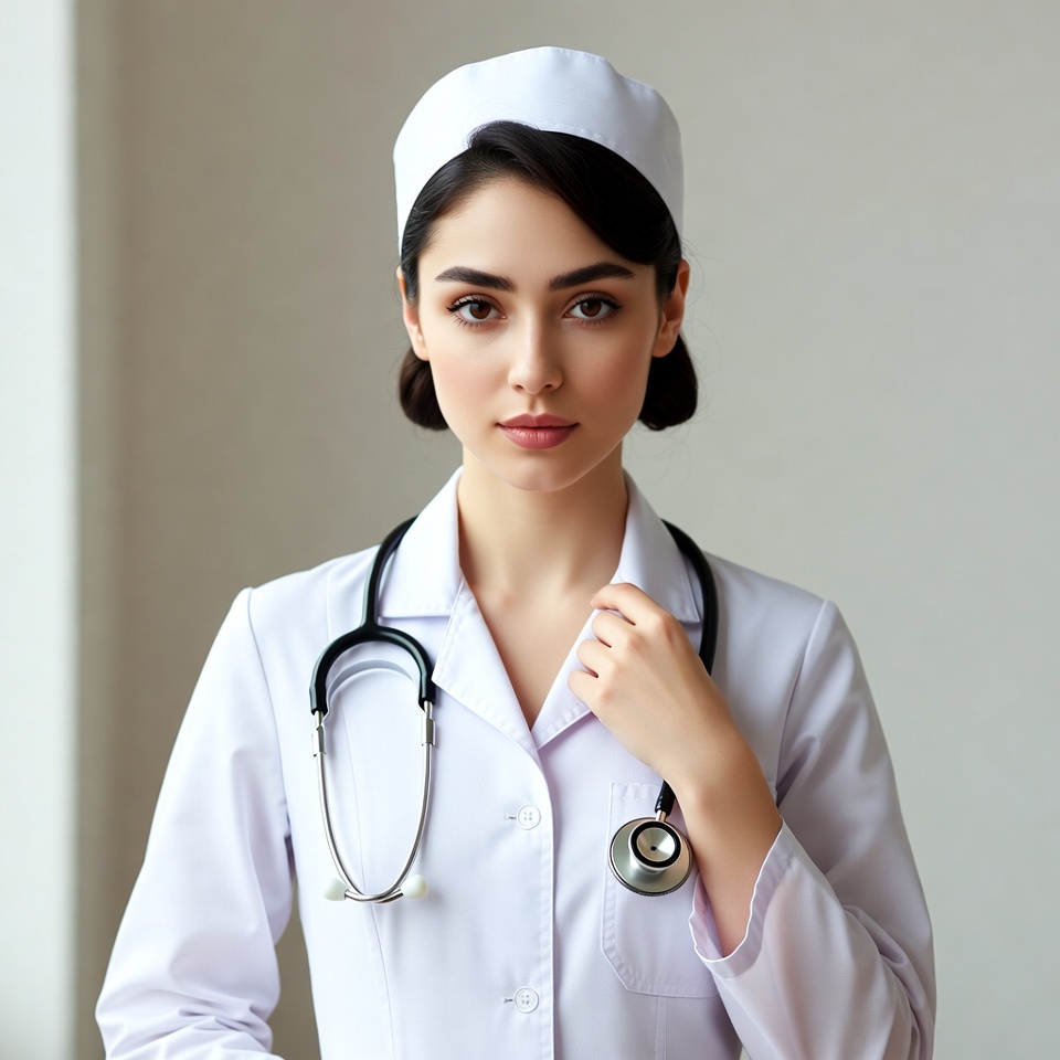 Nurse holding stethoscope Nurse holding stethoscope