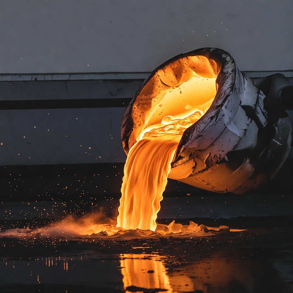 Molten Metal Pouring from Ladle Molten Metal Pouring from Ladle