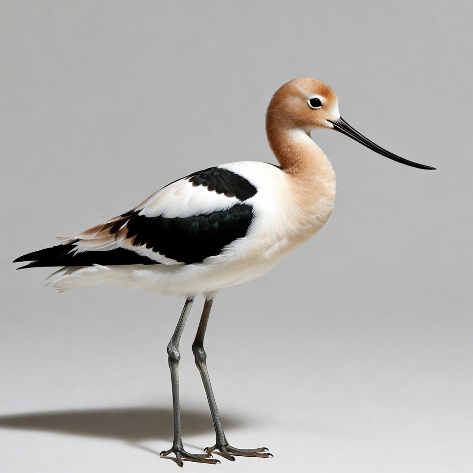Black-necked Stilt standing on gray background Black-necked Stilt standing on gray background