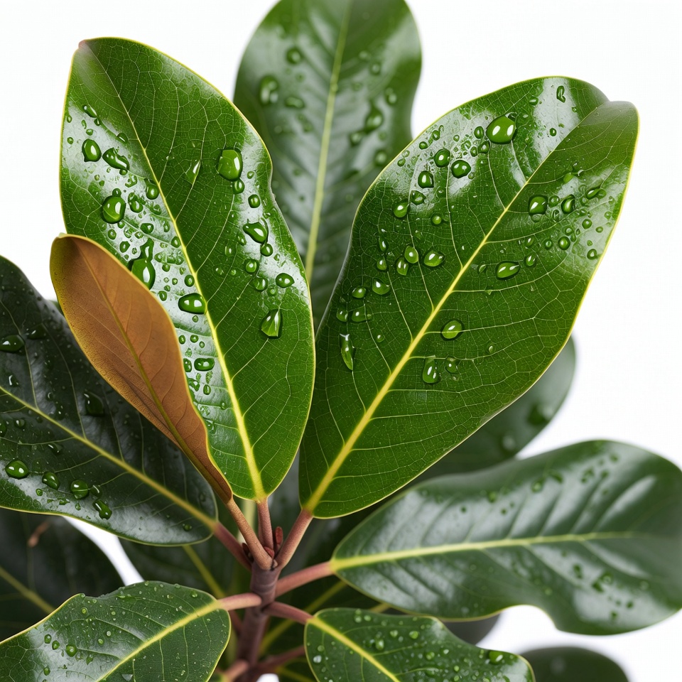 Magnolia leaves with water droplets Magnolia leaves with water droplets