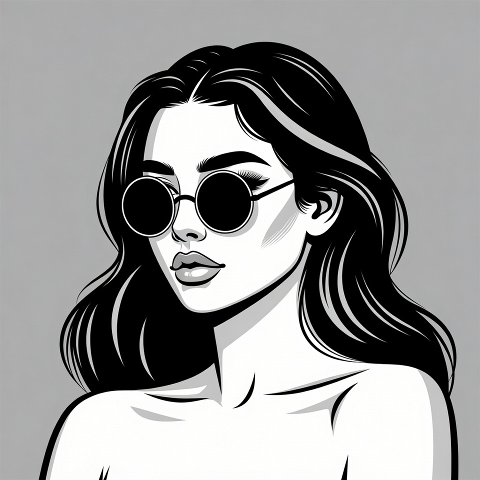 Woman wearing round sunglasses Woman wearing round sunglasses