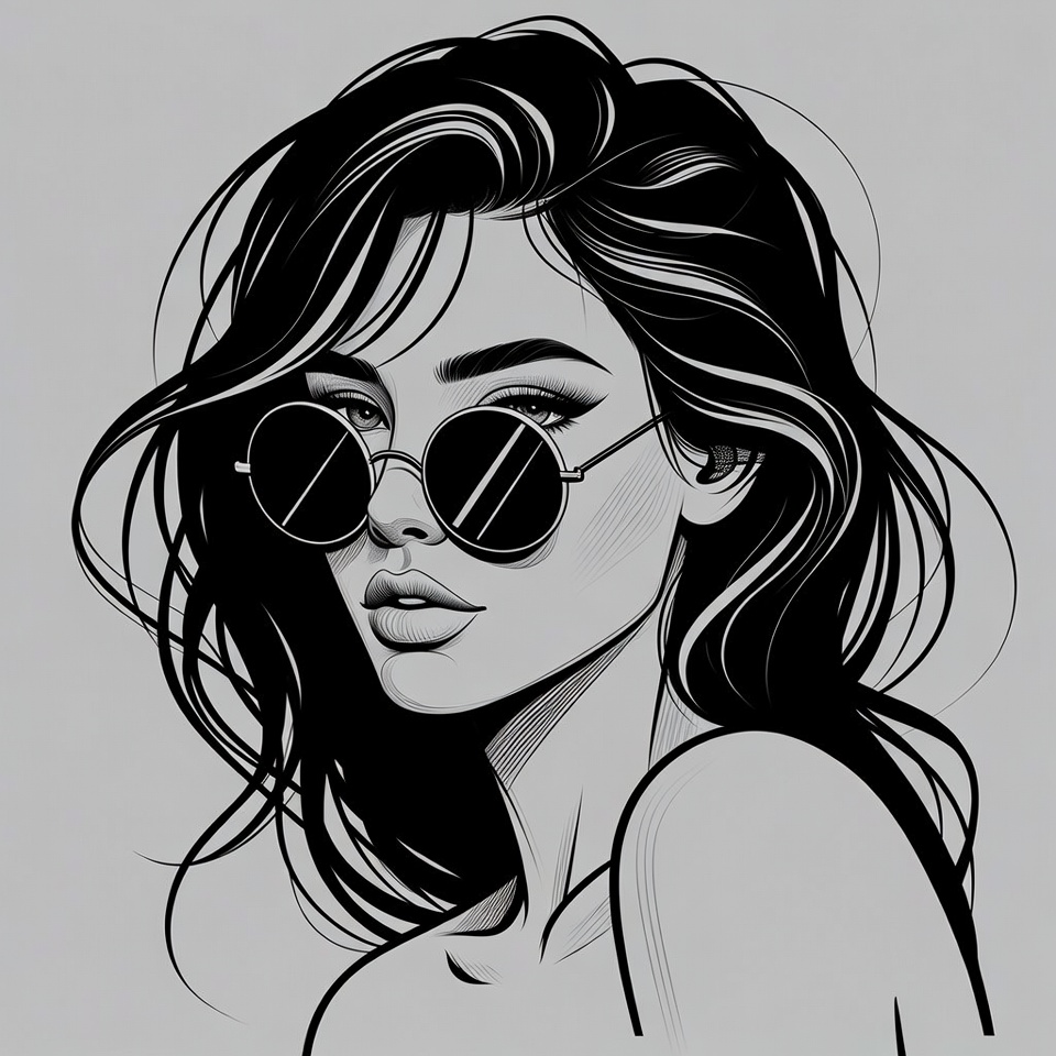 Woman wearing round sunglasses Woman wearing round sunglasses