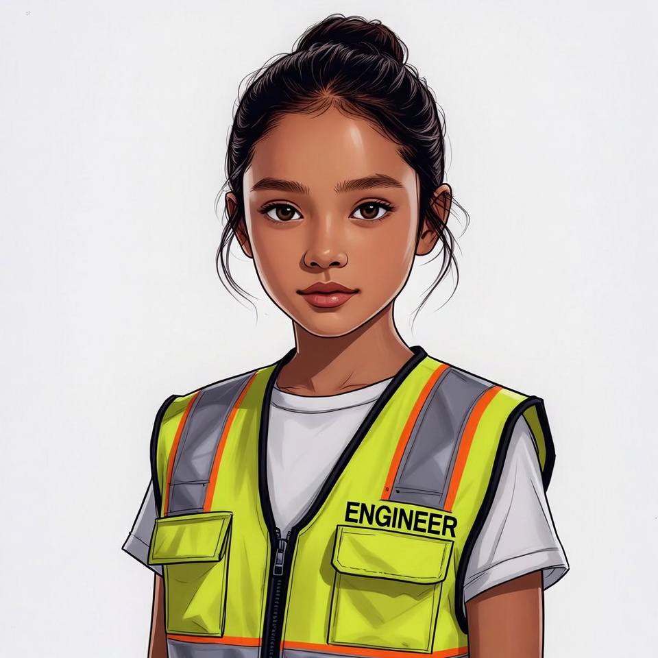 Asian girl engineer in safety vest Asian girl engineer in safety vest