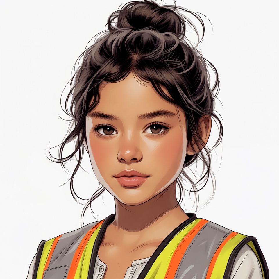 Asian woman in safety vest Asian woman in safety vest