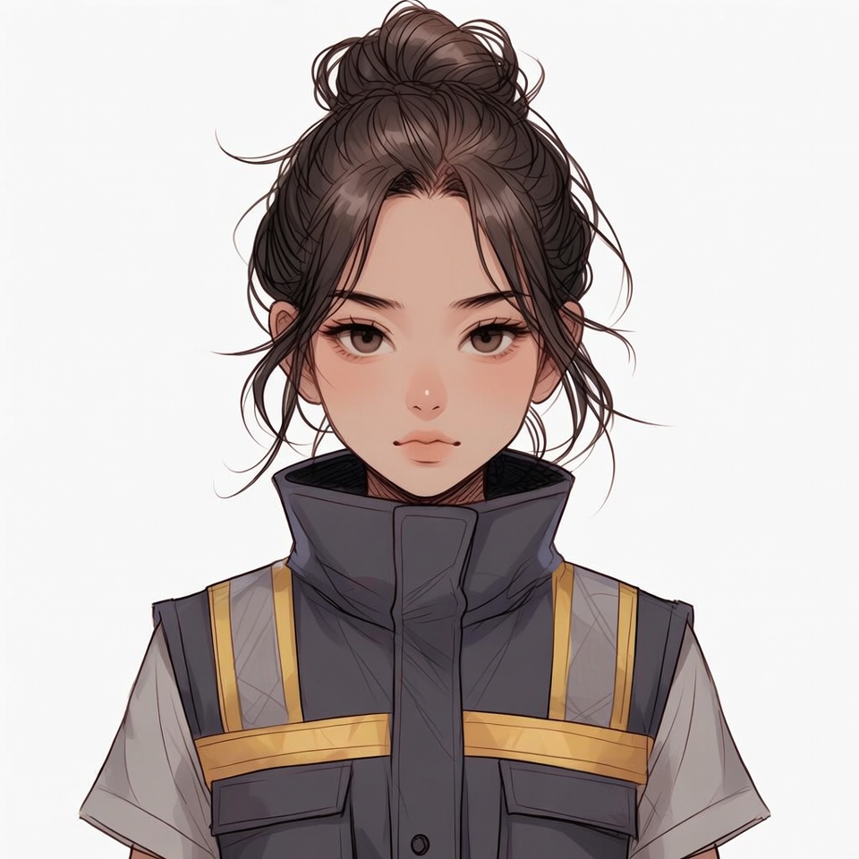 Anime girl with messy bun hairstyle Anime girl with messy bun hairstyle