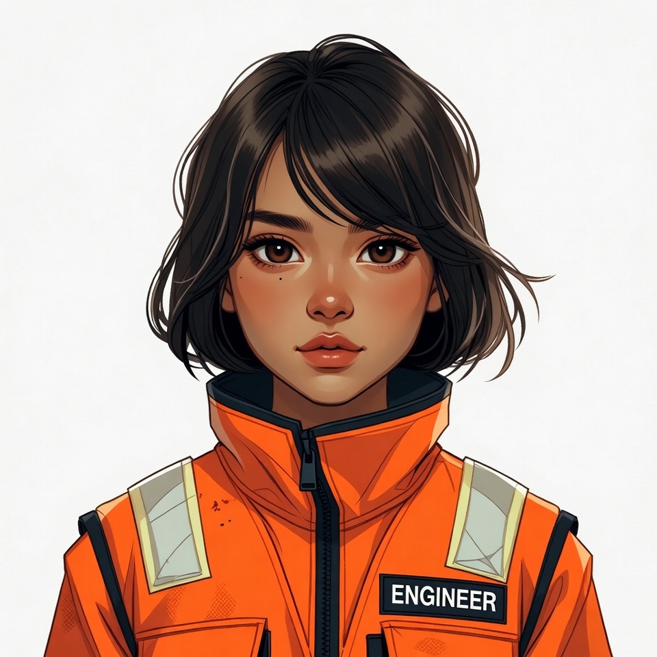 Female Engineer in Orange Uniform Female Engineer in Orange Uniform