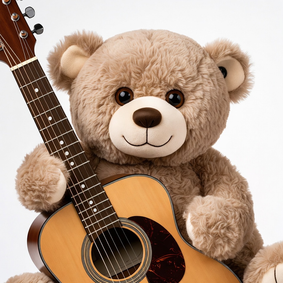 Teddy bear holding acoustic guitar Teddy bear holding acoustic guitar