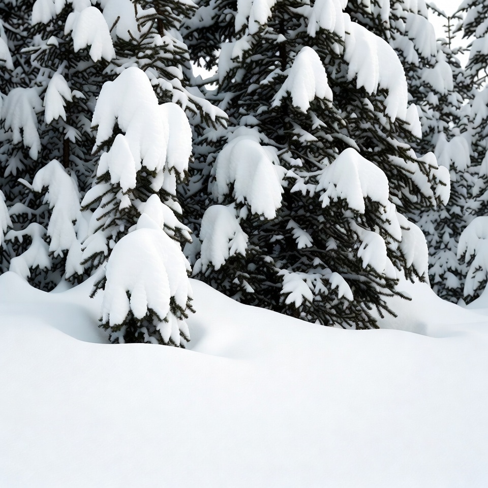 Snowy Pine Trees in Winter Forest Snowy Pine Trees in Winter Forest