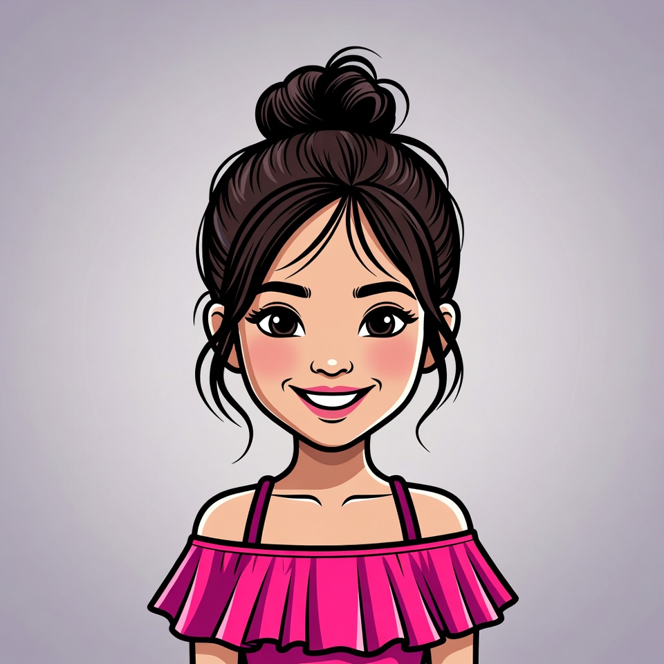 Smiling Asian girl with bun hairstyle Smiling Asian girl with bun hairstyle