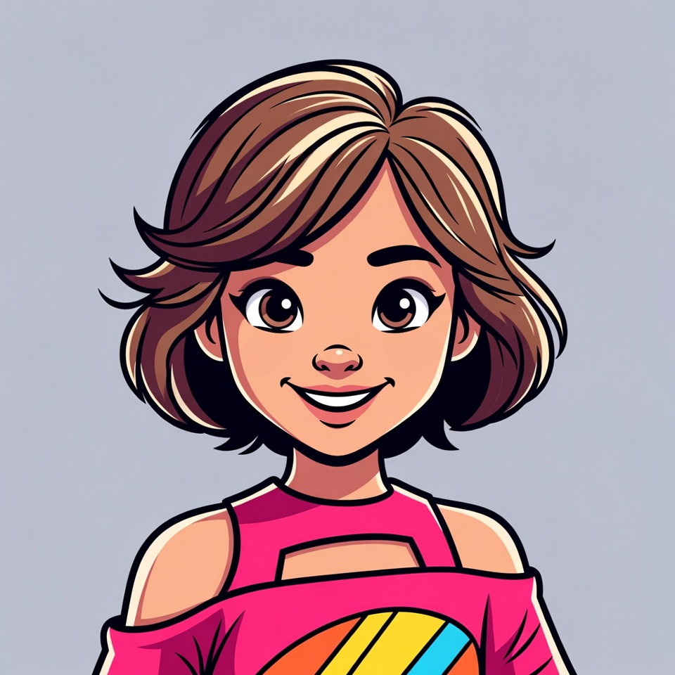 Smiling girl with brown bob haircut Smiling girl with brown bob haircut