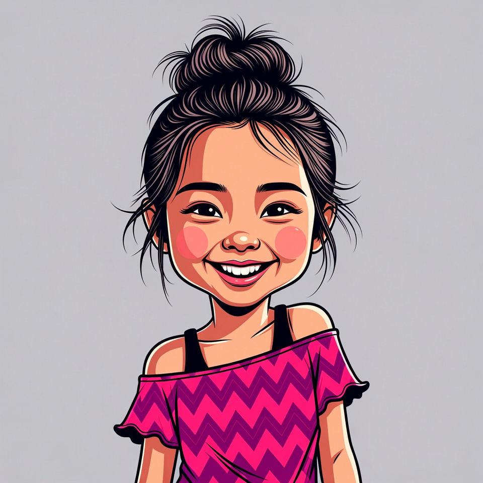 Smiling Asian girl with messy bun Smiling Asian girl with messy bun