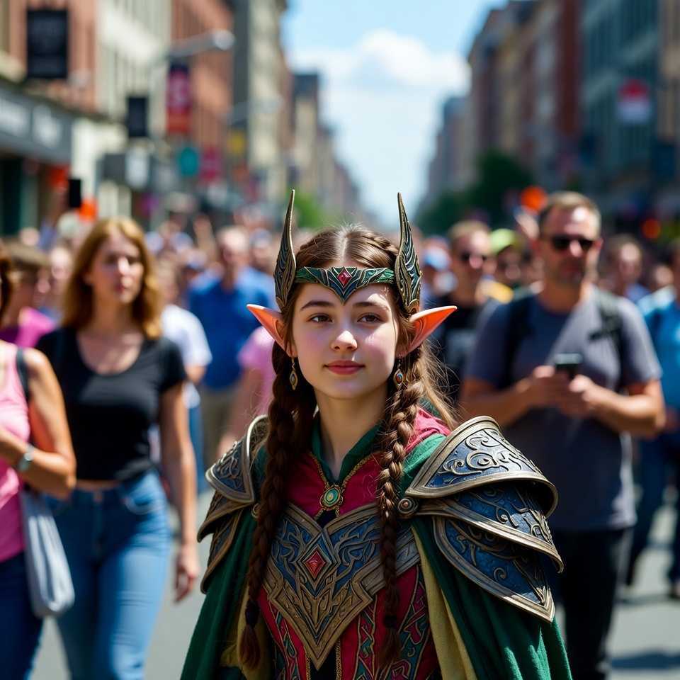 Elf girl cosplay in street parade Elf girl cosplay in street parade