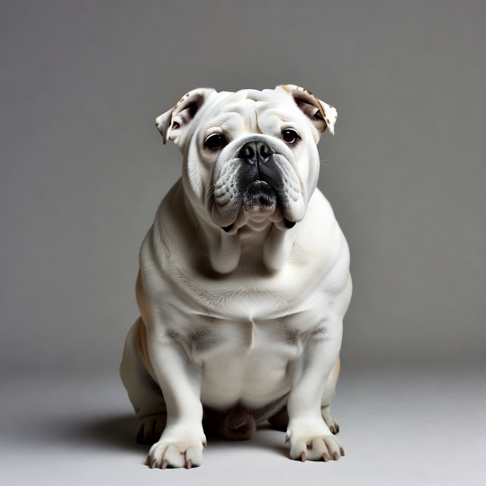 White English Bulldog sitting White English Bulldog sitting