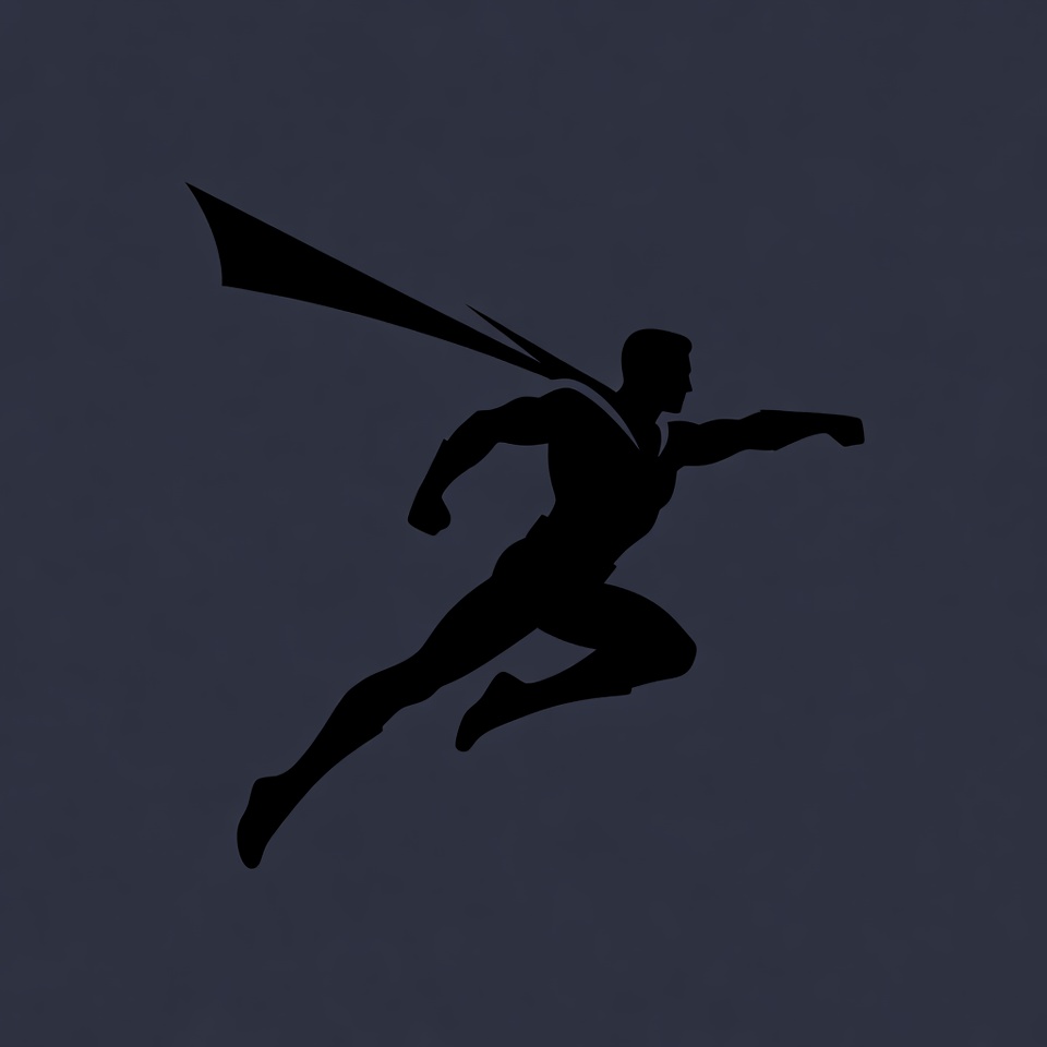 Superman silhouette flying with cape Superman silhouette flying with cape