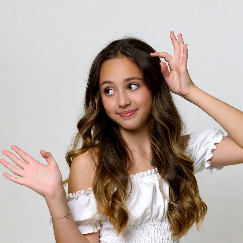 Girl making funny hand gestures Girl making funny hand gestures